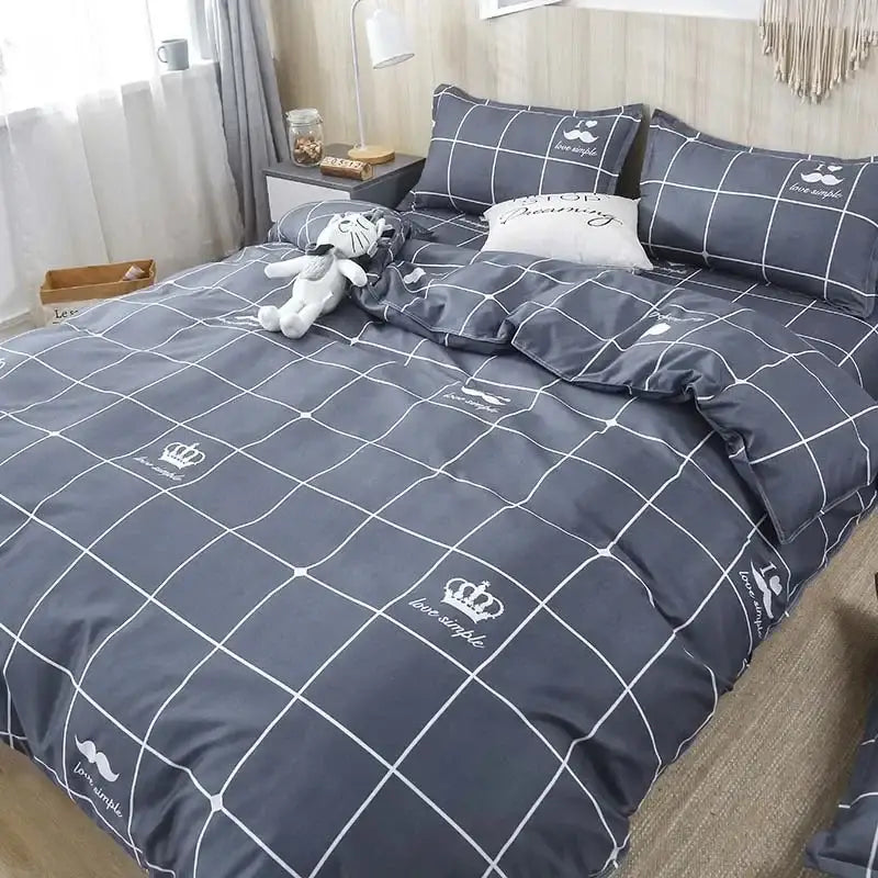 Geometric pink & white gingham ruffled quilt cover set bedroom