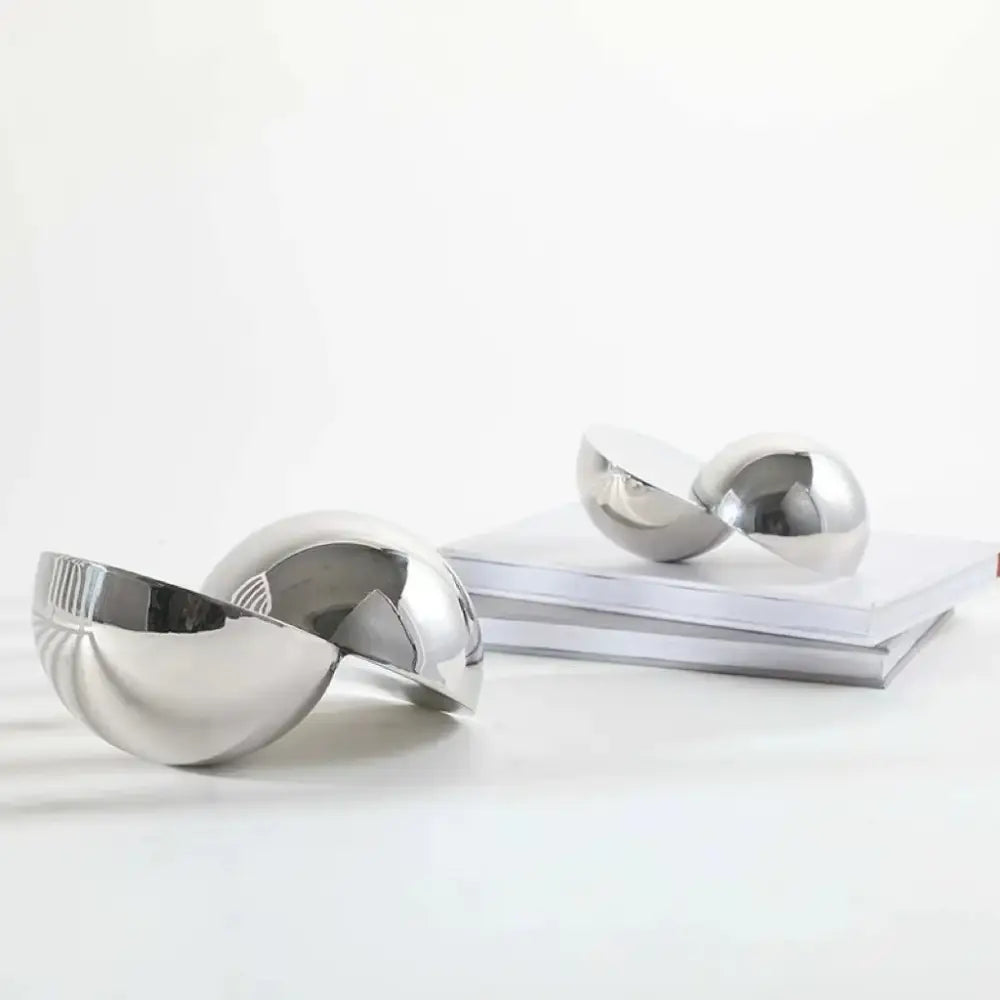 Geometric silver metallic glass ball home decor figurine living room