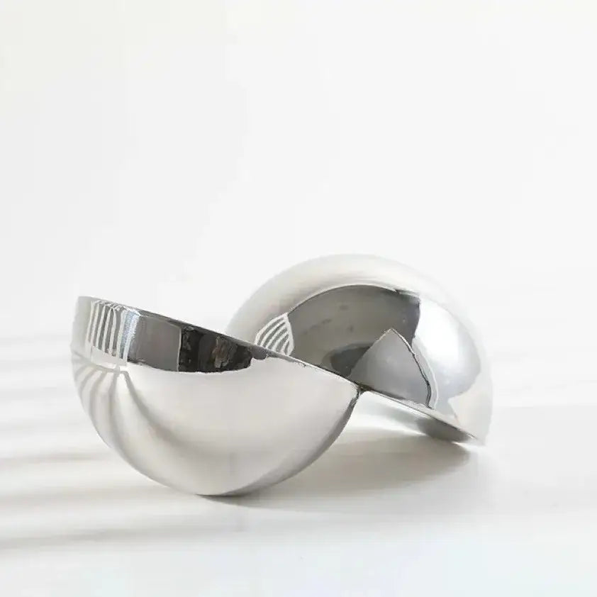 Geometric silver metallic glass ball home decor figurine living room