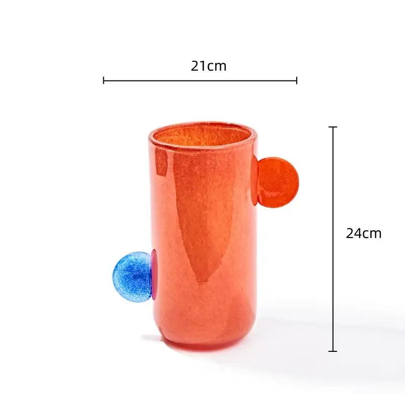 Geometric terracotta & blue ceramic vase living room decor accent