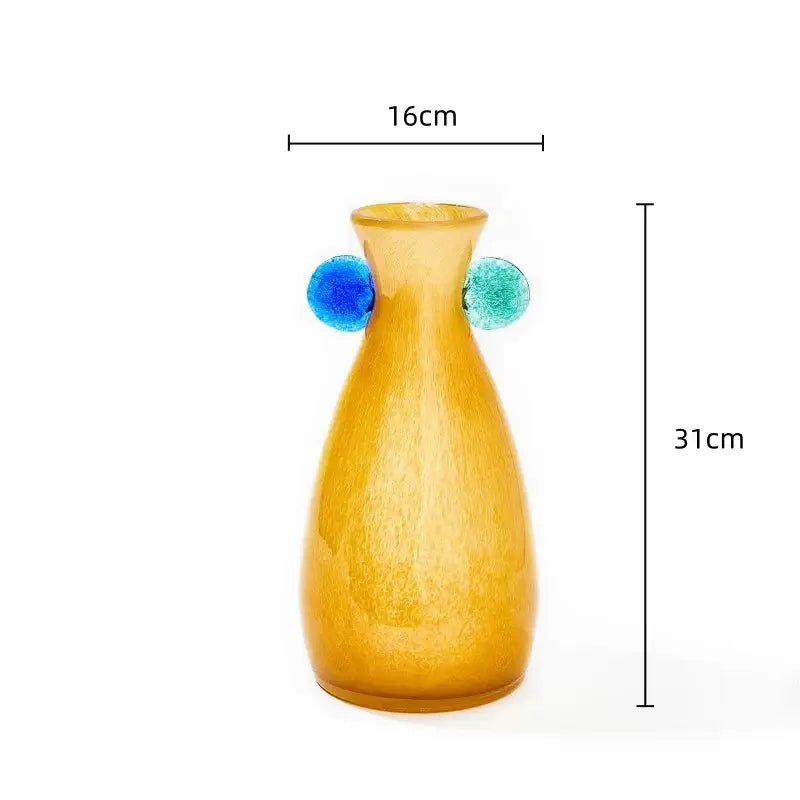 Geometric terracotta & blue ceramic vase living room decor accent