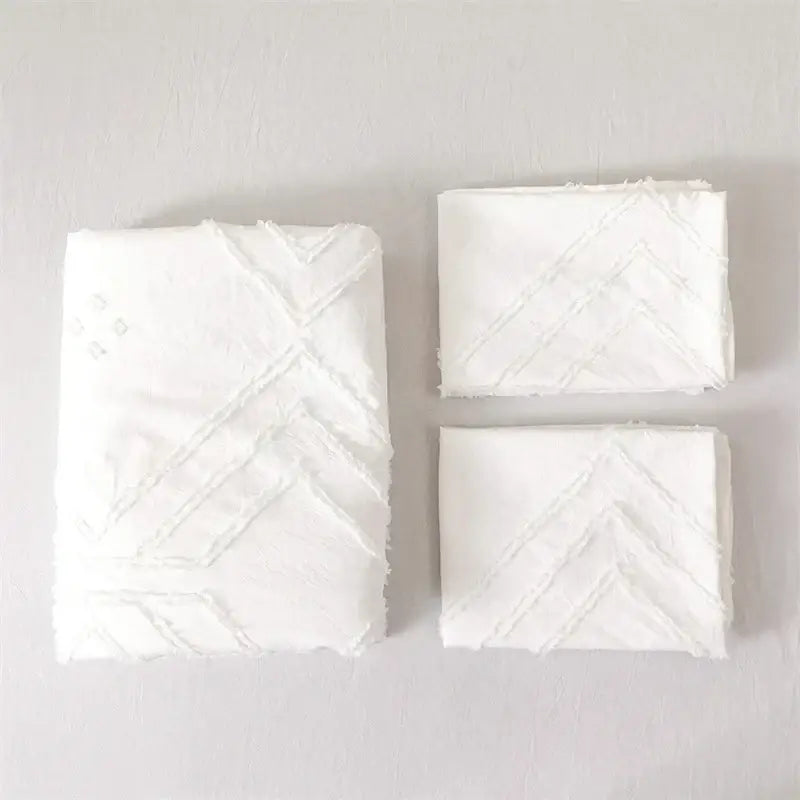 Geometric white quilted duvet cover set bedroom bedding