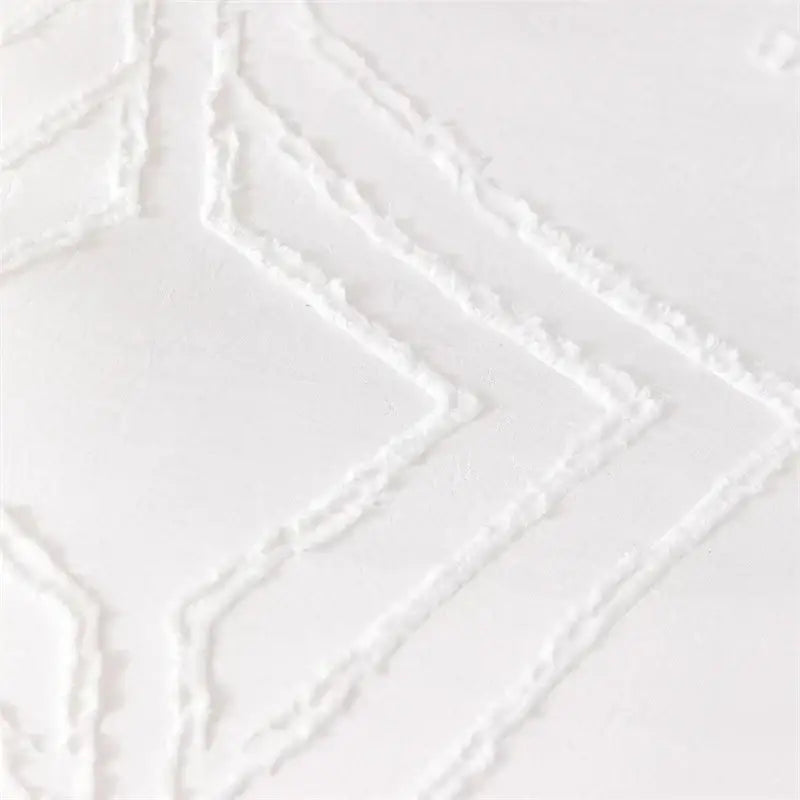 Geometric white quilted duvet cover set bedroom bedding