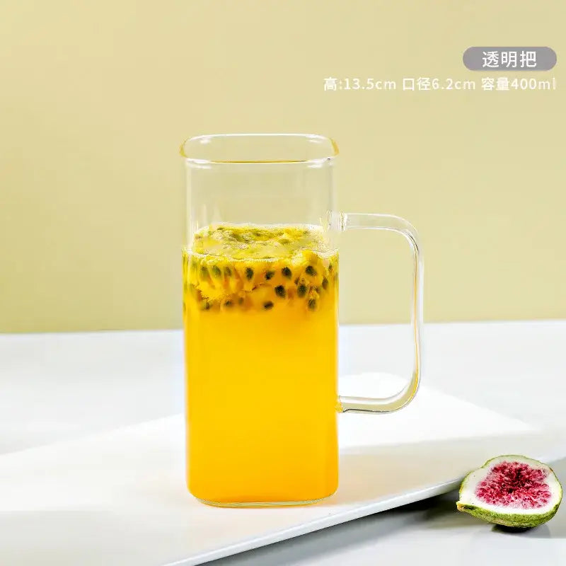 Glass drinking cups with straw and lid – kitchen colored handle mugs