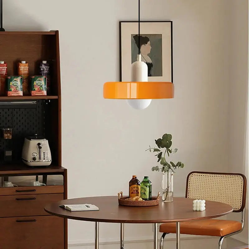 Bauhaus yellow & olive green glass pendant lighting kitchen set