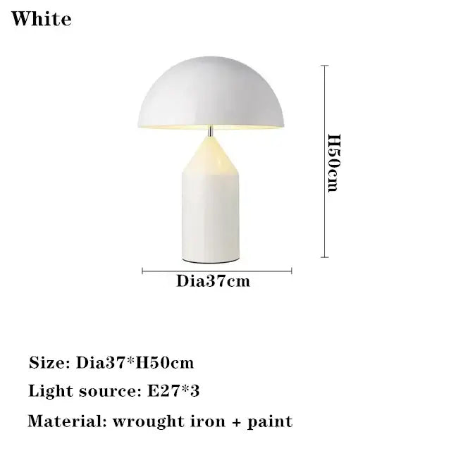 Glossy black and gold metal mushroom table lamp bedroom light