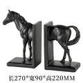 Glossy black horse stallion resin bookends living room decor