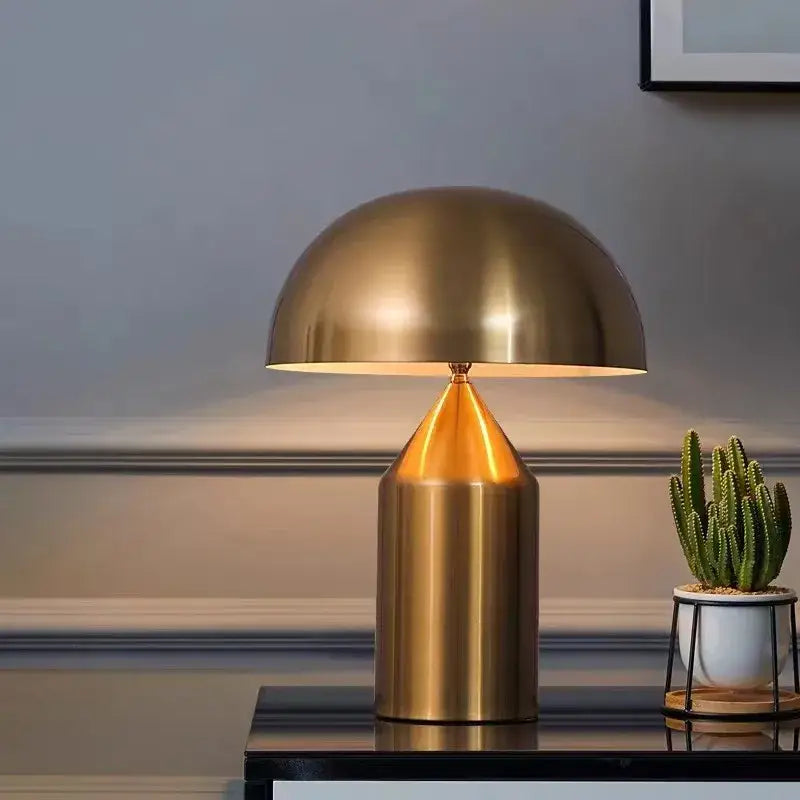 Glossy black white & gold mushroom lamp bedroom table light