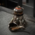 Glossy earth tone magnetic rotating tea set dining room dragon teapot