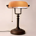 Glossy glass banker lamp cover office desk shade green & amber