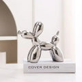 Glossy iridescent silver and gold 22cm balloon dog – living room decor