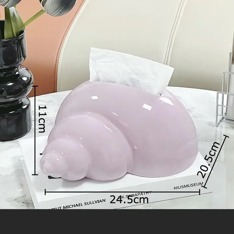 Glossy lavender conch ceramic tissue box living room decor