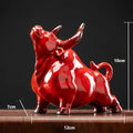 Glossy red ceramic bull figurine office decor animal statue