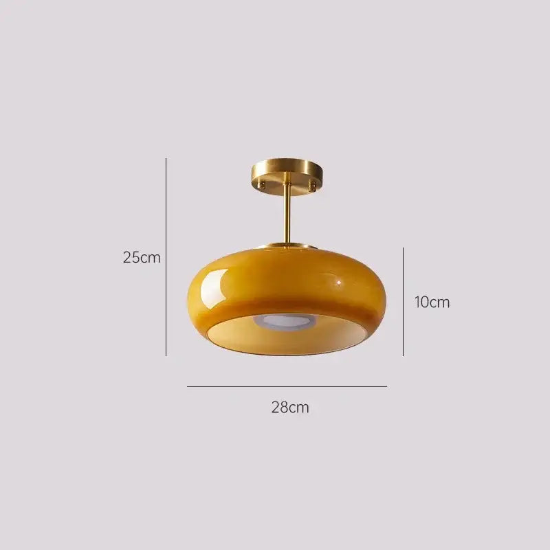 Glossy yellow glass ball led pendant light for kitchen or dining room
