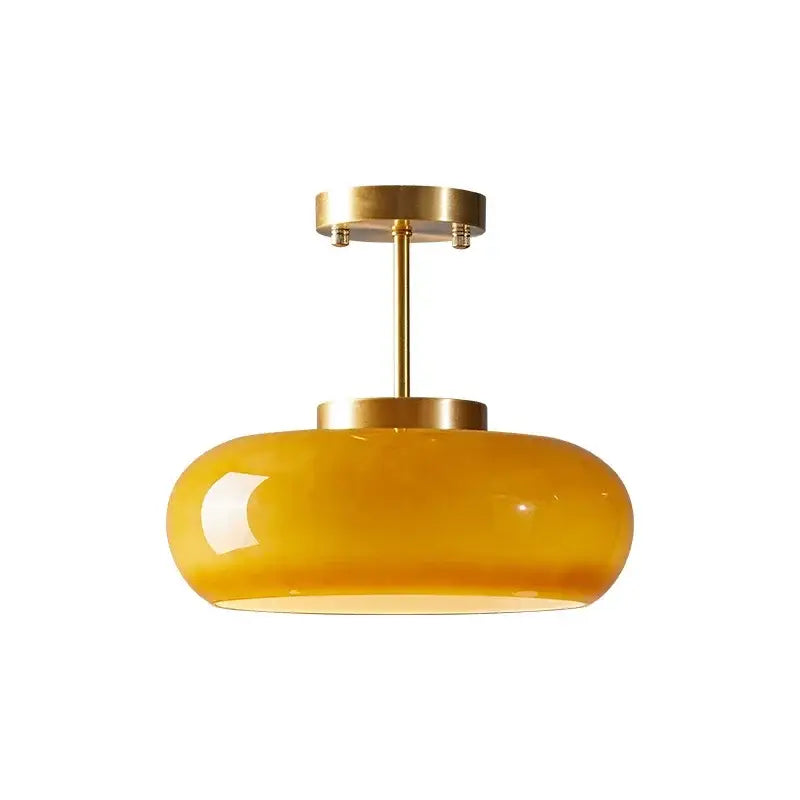 Glossy yellow glass ball led pendant light for kitchen or dining room