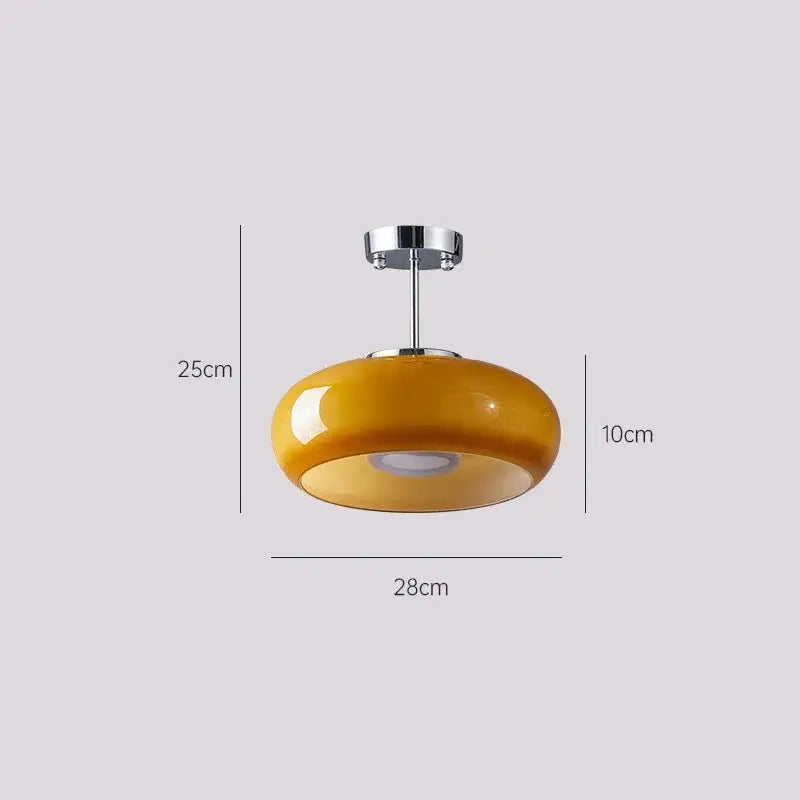 Glossy yellow glass ball led pendant light for kitchen or dining room