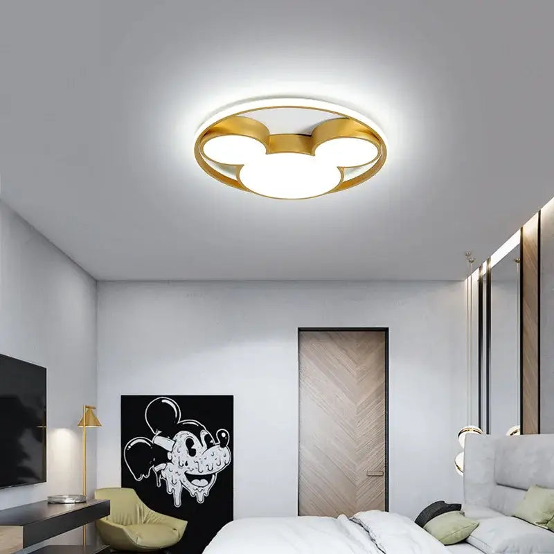 Gold 34w led mickey mouse ceiling light for children's bedroom