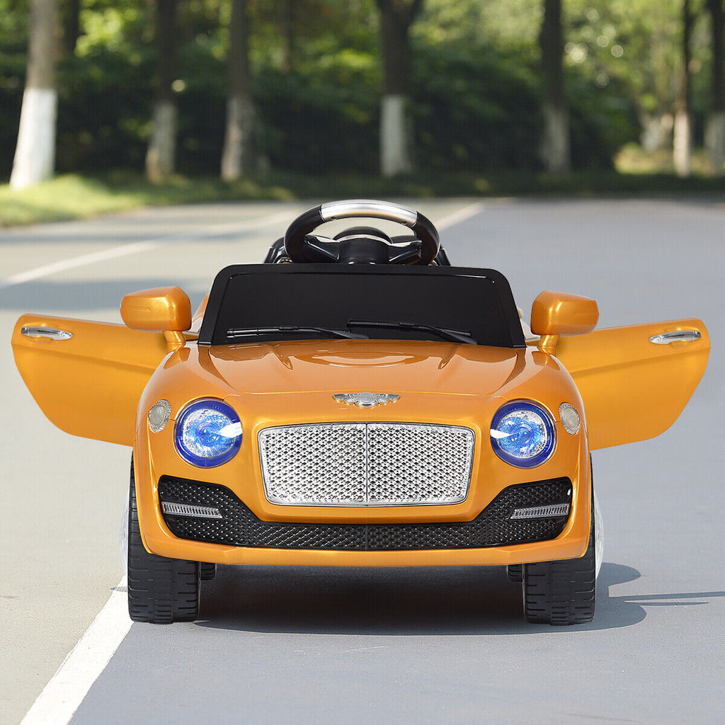 Gold 6V Kids Ride On Car with RC Remote Control, MP3 Player, and Opening Doors