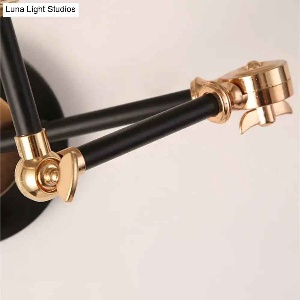 Gold and black metal cone wall light swing arm bedroom sconce