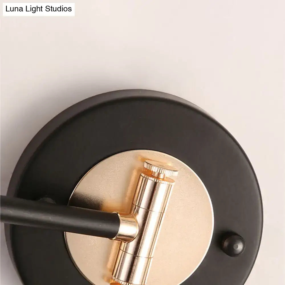 Gold and black metal cone wall light swing arm bedroom sconce