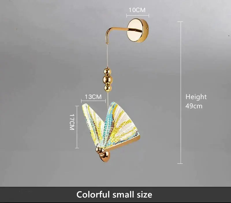 Gold and patterned butterfly led wall light for bedroom