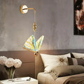 Gold and patterned butterfly led wall light for bedroom