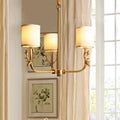 Gold antler fabric shade cylindrical chandelier living room light