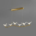 Gold bird branch led pendant lamp dining room crystal light