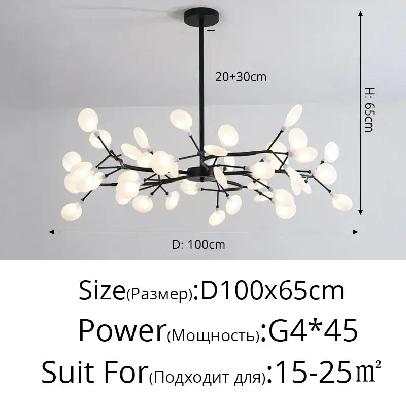 Gold branch shape firefly ceiling chandelier dining room lighting