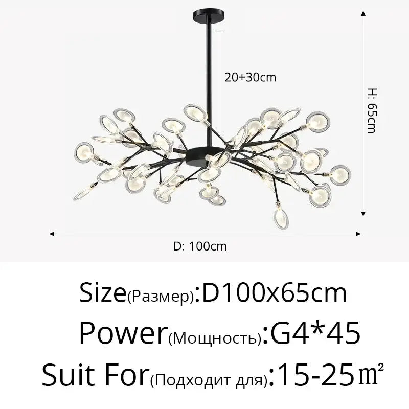 Gold branch shape firefly ceiling chandelier dining room lighting