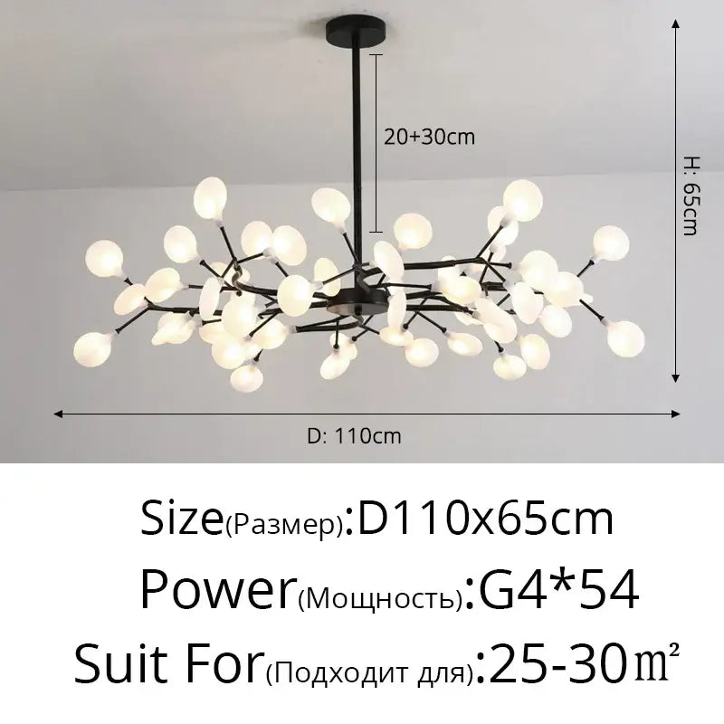 Gold branch shape firefly ceiling chandelier dining room lighting
