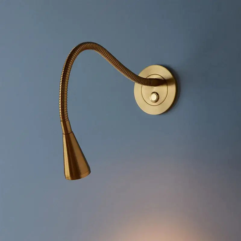 Gold brass led gooseneck wall sconce bedroom reading light