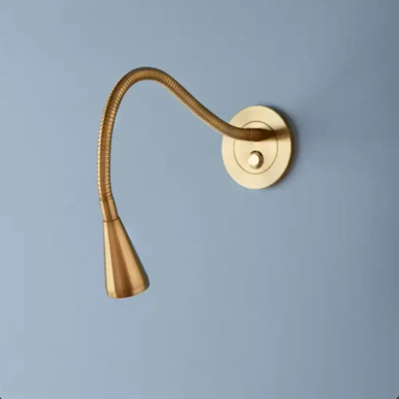 Gold brass led gooseneck wall sconce bedroom reading light