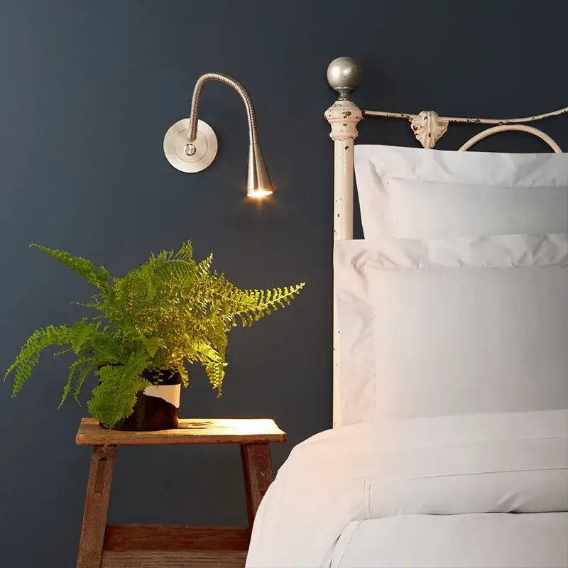 Gold brass led gooseneck wall sconce bedroom reading light