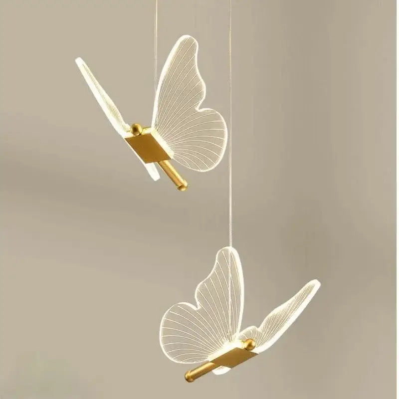 Gold butterfly acrylic chandelier pendant lamp for bedroom lighting
