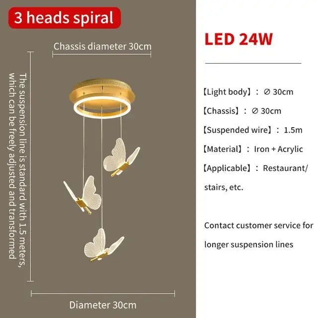Gold butterfly chandelier living room pendant light