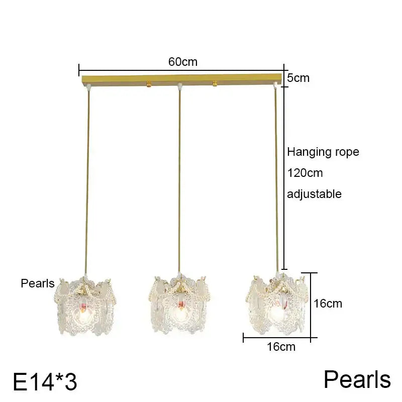 Gold carved glass pearl chandelier for dining room