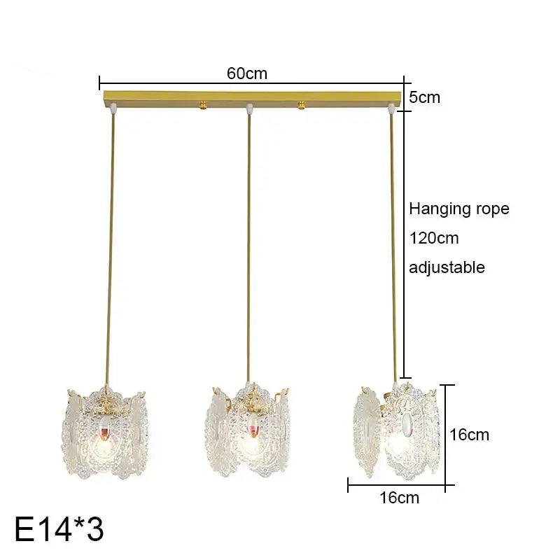 Gold carved glass pearl chandelier for dining room