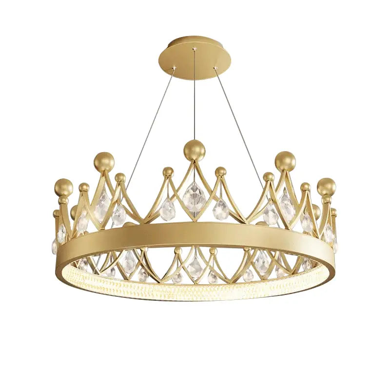 Gold crown crystal chandelier pendant light for bedroom