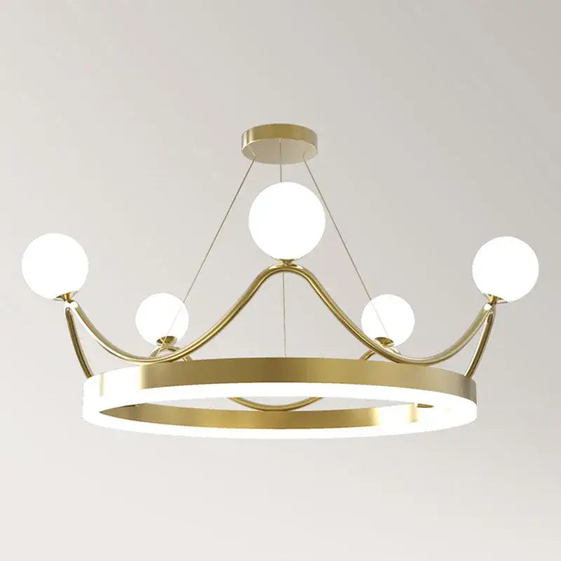 Gold crown led chandelier kids room spherical lighting