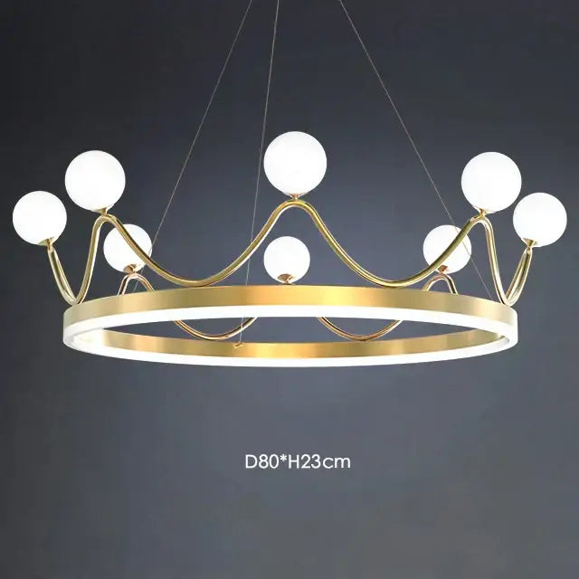 Gold crown led chandelier kids room spherical lighting