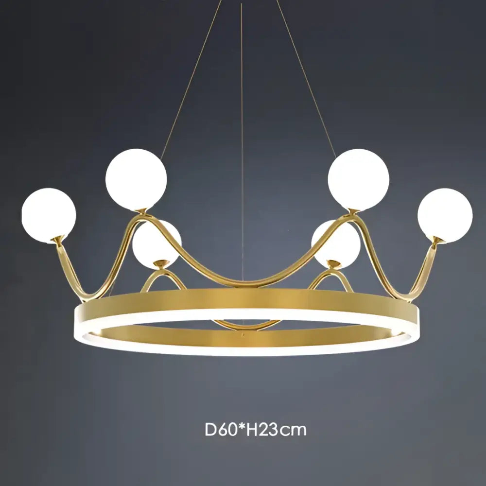 Gold crown led chandelier kids room spherical lighting