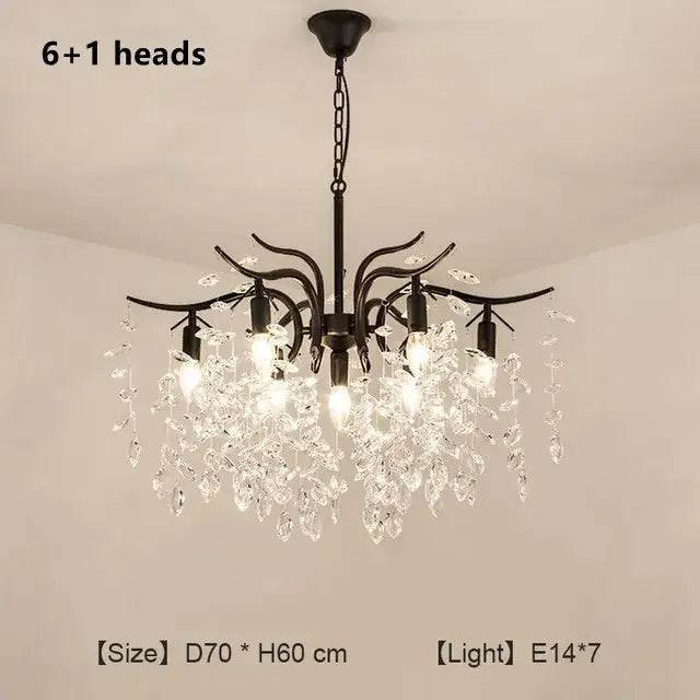 Gold crystal branch chandelier living room luxury lighting