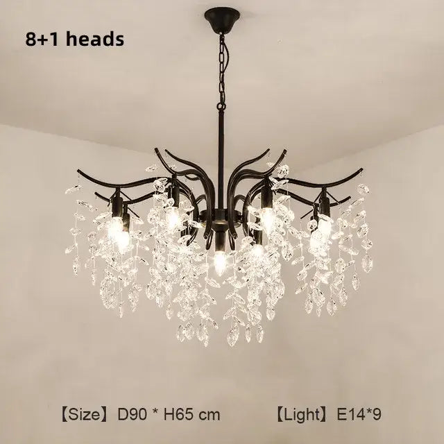 Gold crystal branch chandelier living room luxury lighting