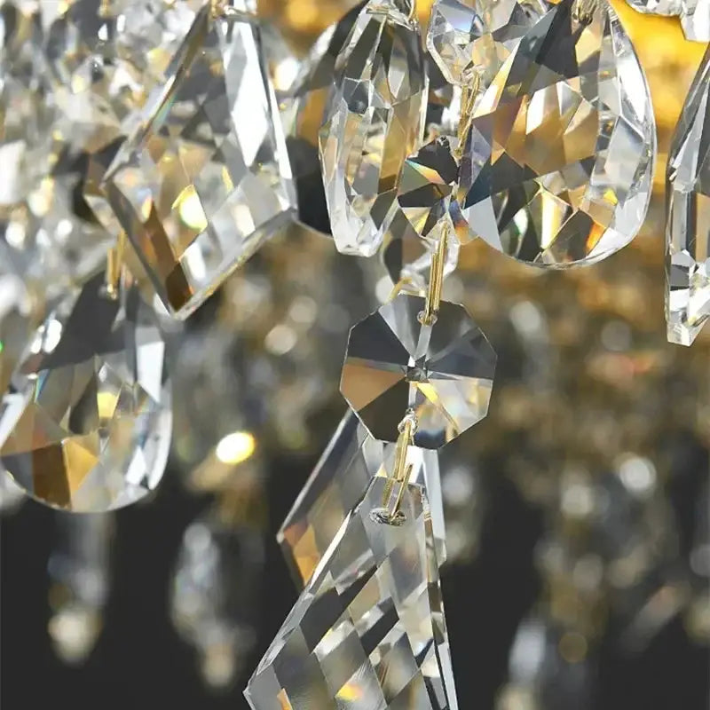 Gold crystal circle led chandelier for luxury living room