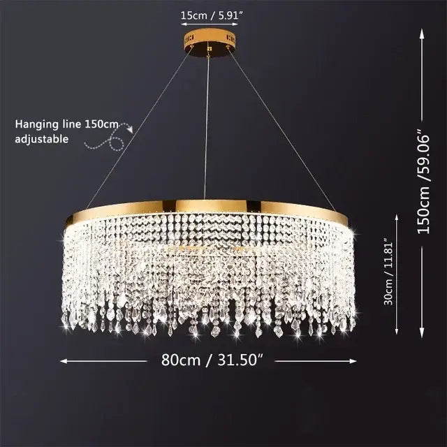 Gold crystal circle led chandelier for luxury living room