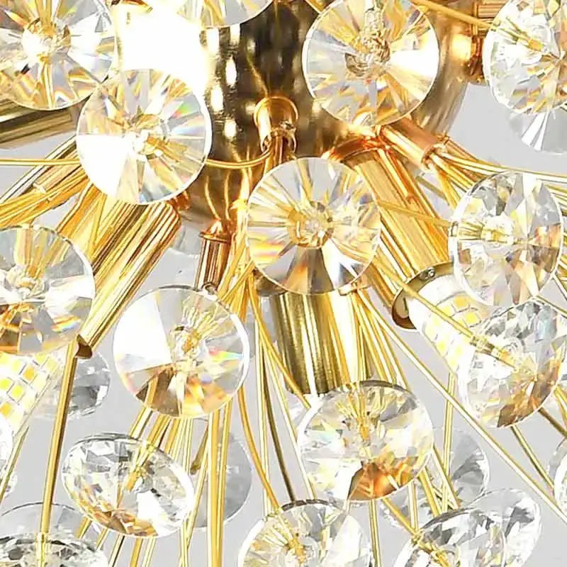 Gold dandelion crystal led pendant chandelier for living room