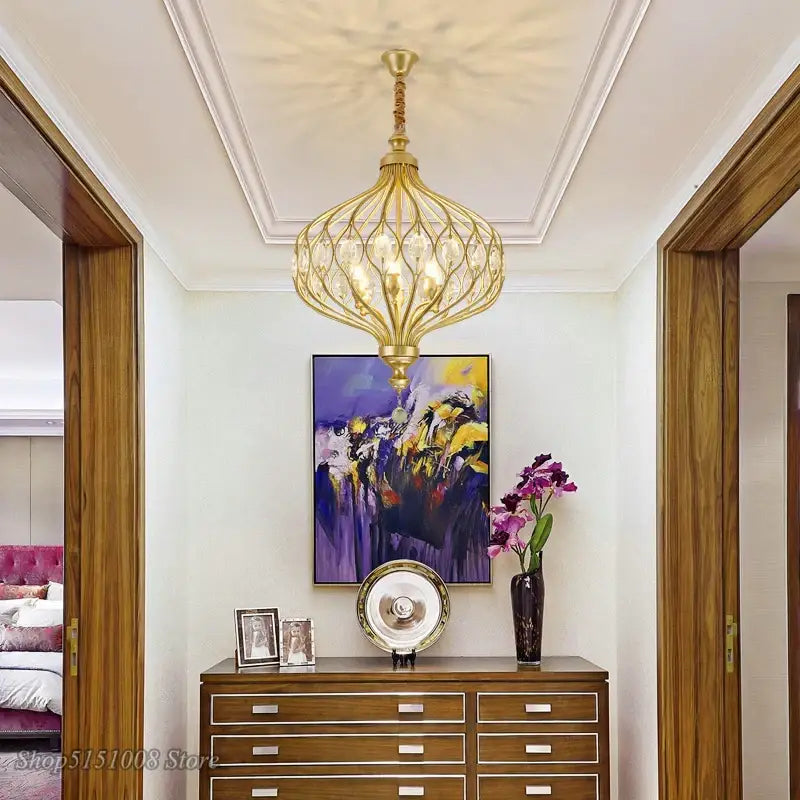 Gold decorbites art design crystal pendant lights kitchen chandelier