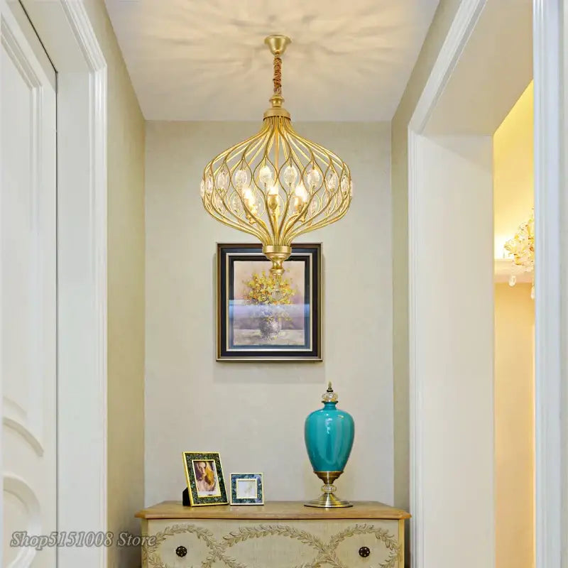 Gold decorbites art design crystal pendant lights kitchen chandelier