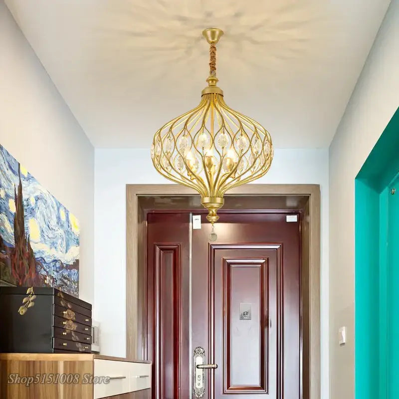 Gold decorbites art design crystal pendant lights kitchen chandelier